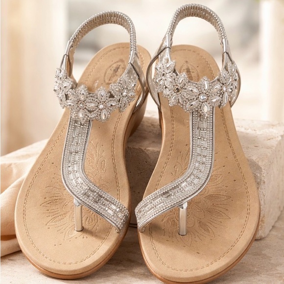 Atalina Shoes - Elegant Silver Embellished Sandals